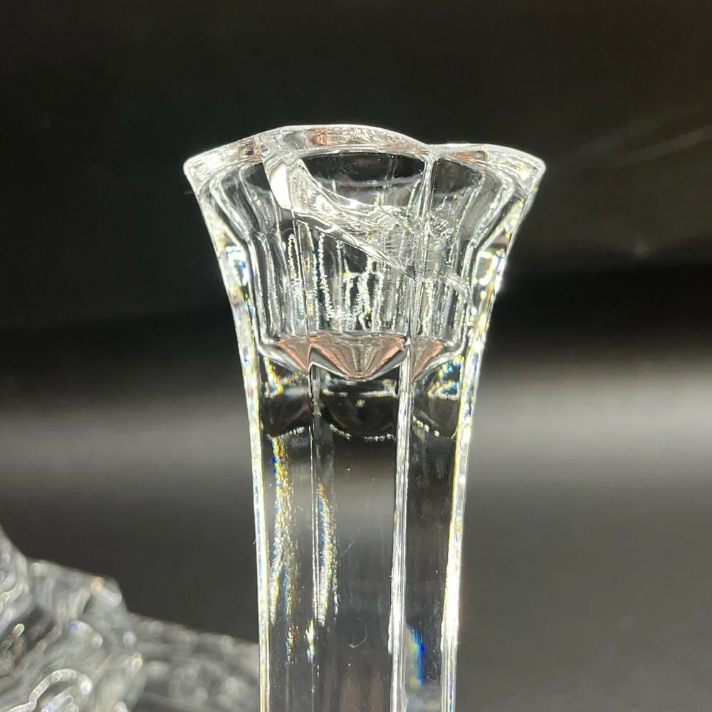 Elegant Vintage Regency 8” Heavy Lead Crystal Candlesticks- Pair